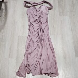 Cinderella Divine Ruched Sweetheart Halter Maxi Dress in Dusty Rose